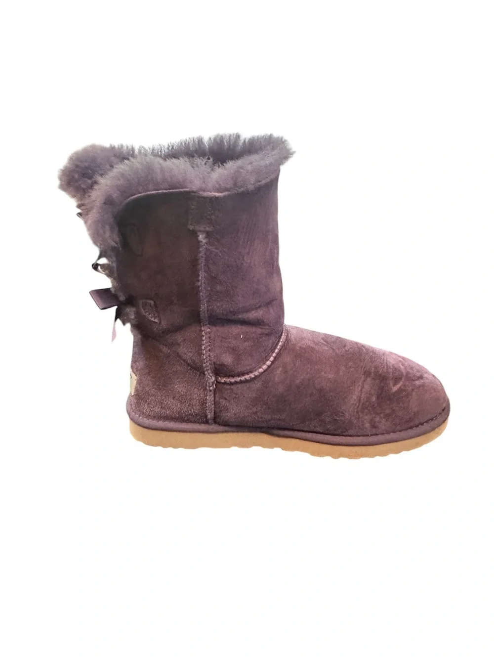 UGG Bailey Bow II Purple [Port?] Satin Bows Sheepskin Women's size 9